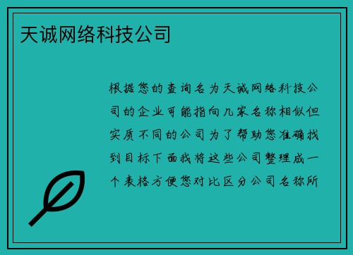 天诚网络科技公司